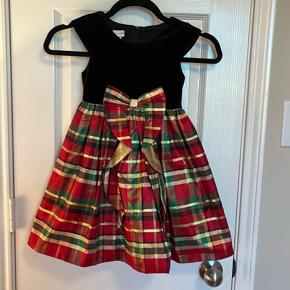 Bonnie Jean Other - NWT Bonnie Jean Plaid Velvet Bow Dress
